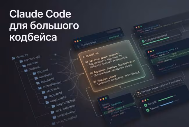 Claude Code для большого кодбейса: агент против чата